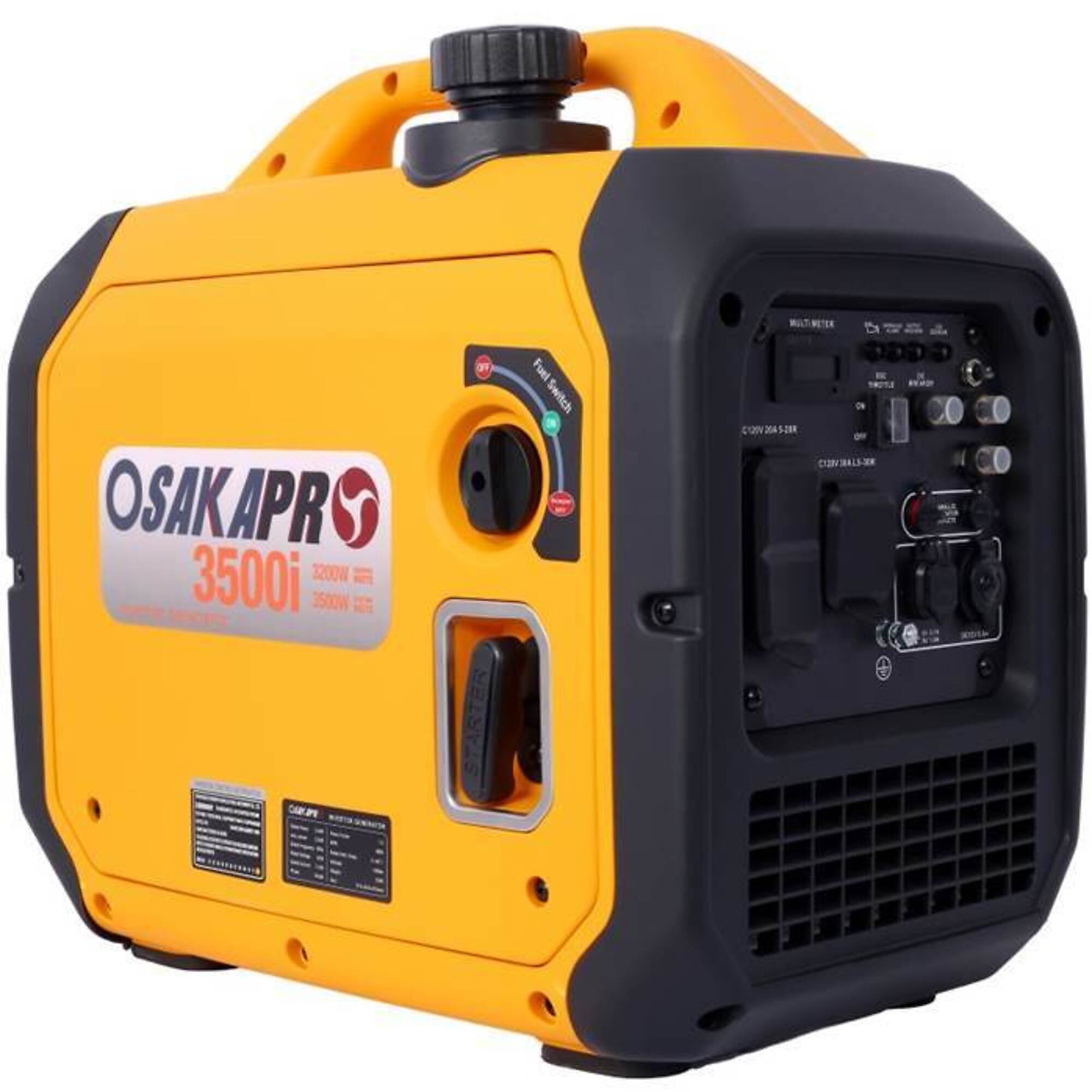 3500W Portable Gas-Powered Inverter Generator, EPA Compliant with CO SENSOR, BAC-W465P143533